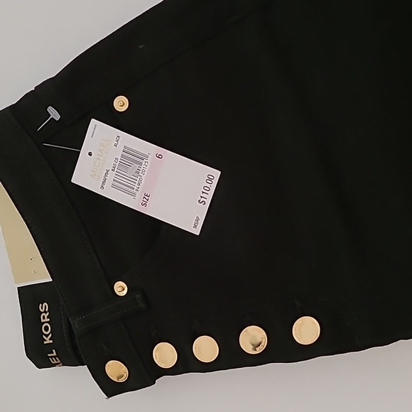 Michael Kors Black Selma Skinny Jeans w/Gold Button Fly - Picture 15 of 16